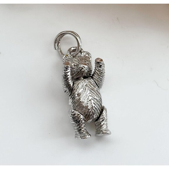Tiny Teddy Bear w/ Movable Limbs Sterling Silver 925 Vintage Pendant | Charm - Picture 1 of 9